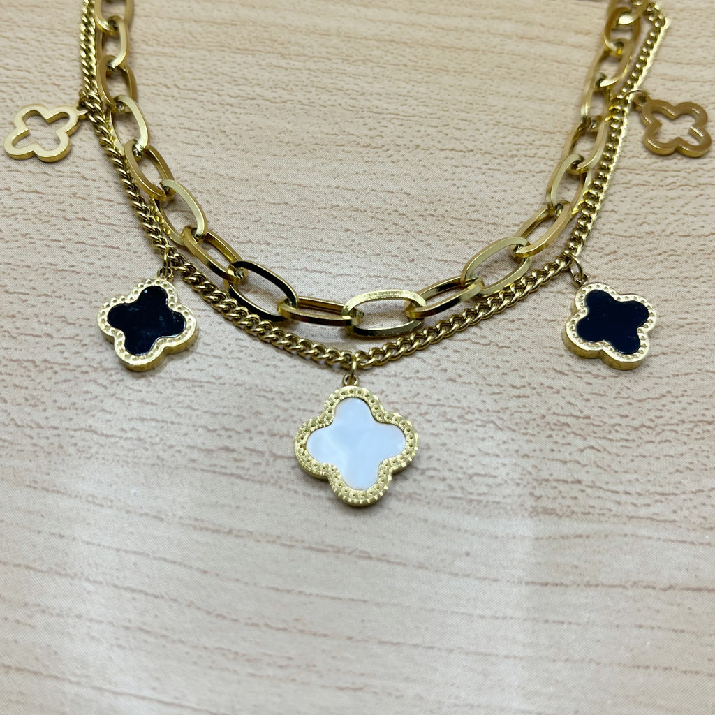 COMBO PULSERA Y ARETES TREBOL