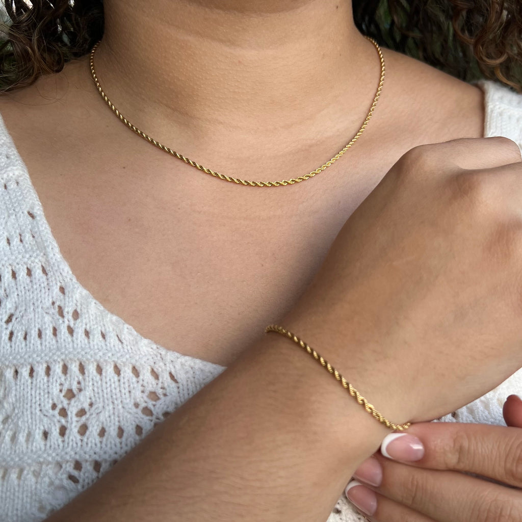 COMBO CADENA Y PULSERA LAZO MUJER