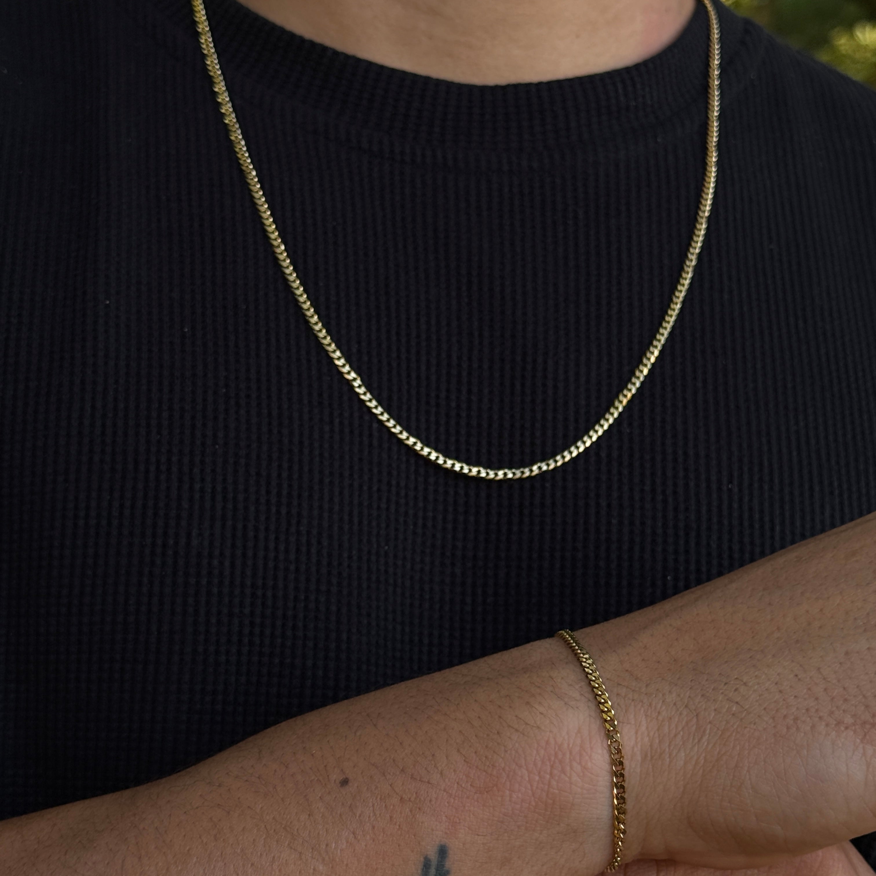 COMBO CADENA Y PULSERA CUBANA - ORO LAMINADO 18K
