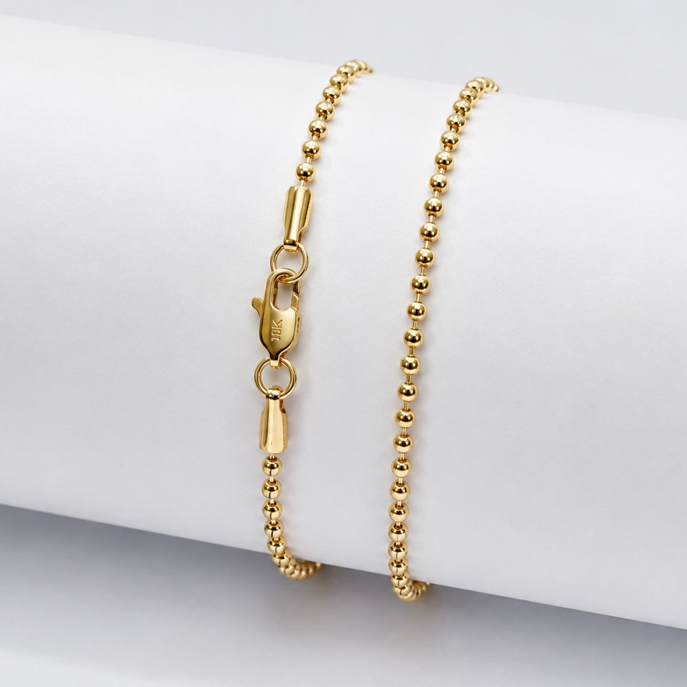 CADENA MILITAR DIAMANTADA MUJER-ORO LAMINADO 18K