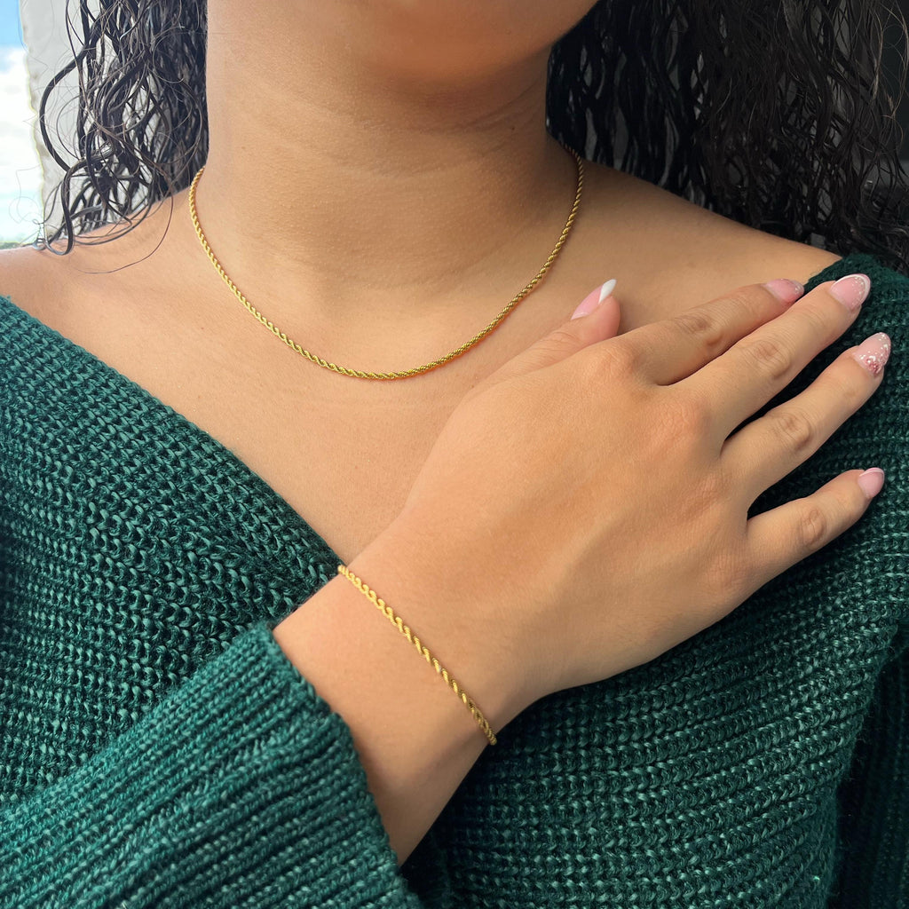 COMBO CADENA Y PULSERA LAZO MUJER